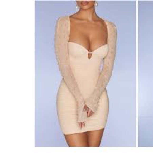 Oh Polly St. Germain
Embellished Long Sleeve Mini Dress in Sand - Picture 2 of 8